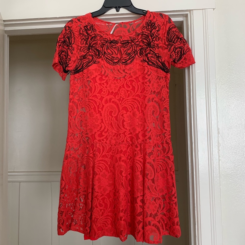Free People Red Lace Dress